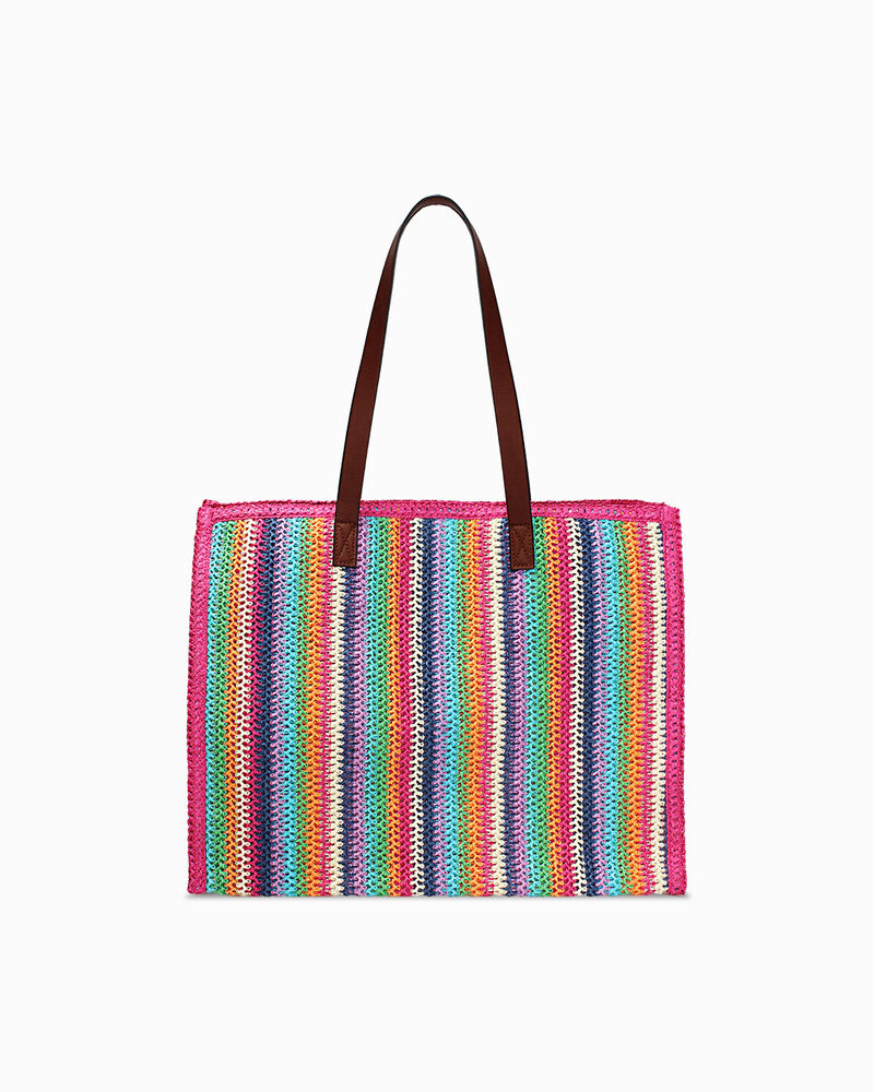 Borsa donna mare grande multicolor in raffia image number null