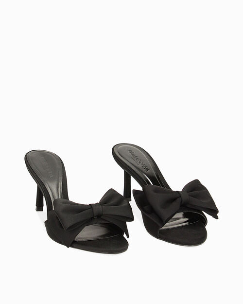 Mules Open Toe nere in lycra, tacco 7,5 cm, BLACK