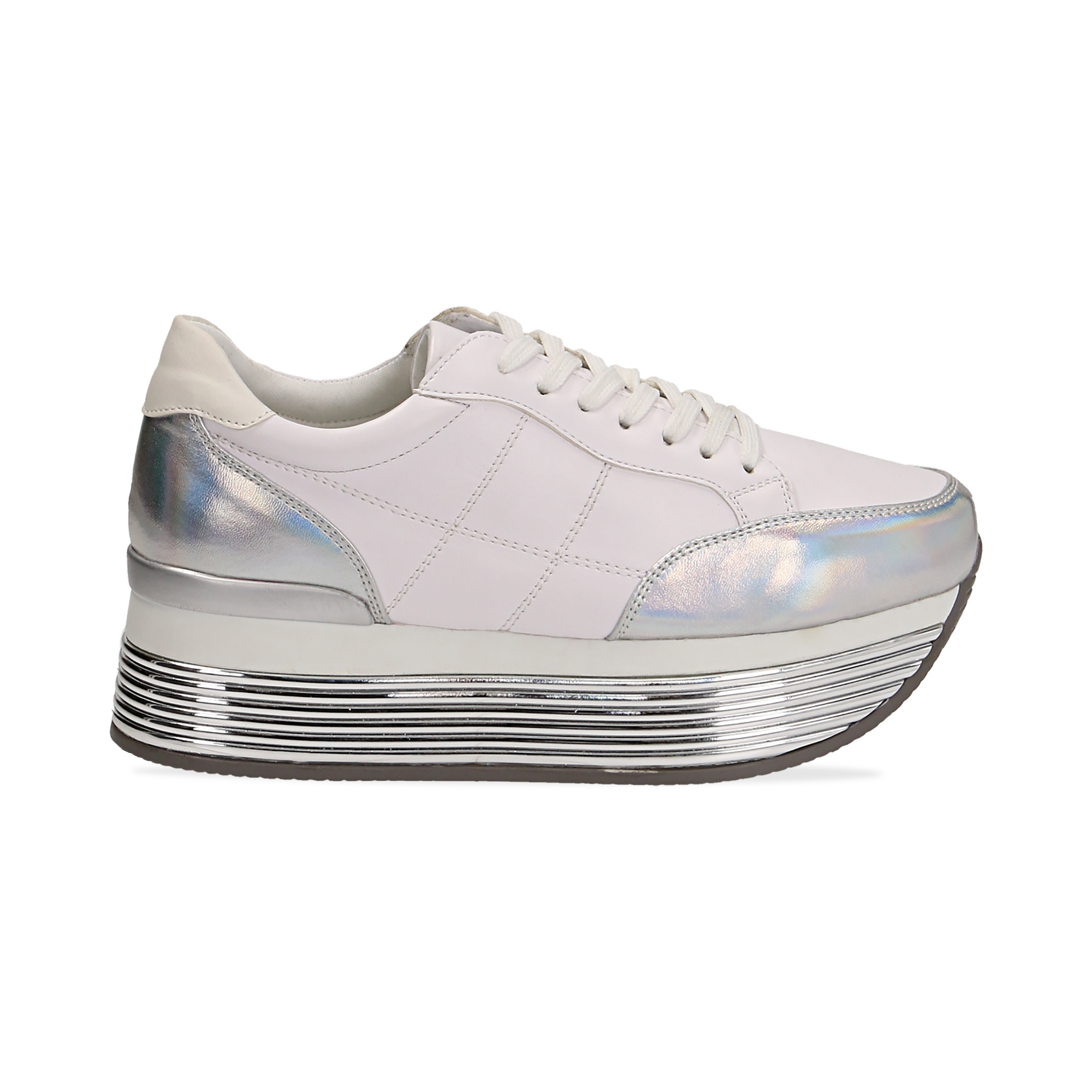 sneakers platform bianche pelle