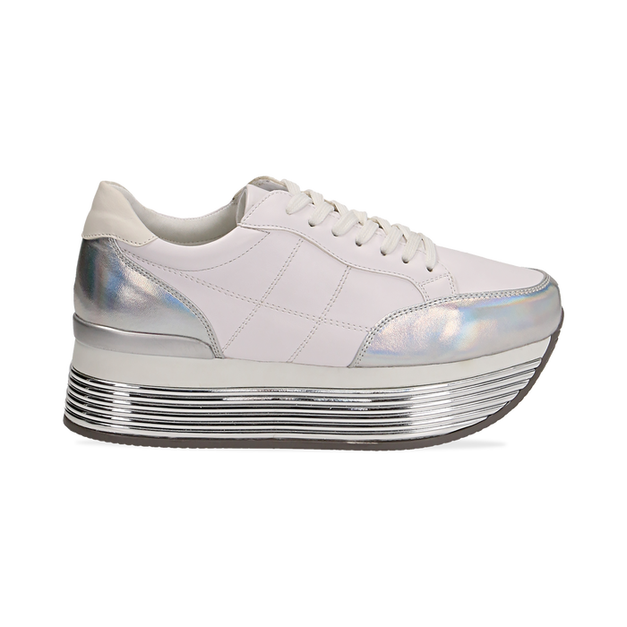 market concert Usual Sneakers bianche in eco-pelle con platform argento donna | Primadonna  Collection