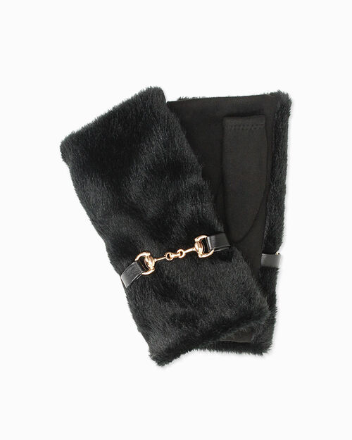 Gants noirs avec d&eacute;tail dor&eacute;, BLACK