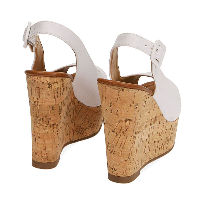 Sandalias mujer blancas destalonadas, cuña 12 cm | Primadonna Collection