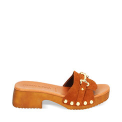 WOMEN SHOES CLOG SUEDE COGN, Primadonna, 234393820CMCOGN035, 001a