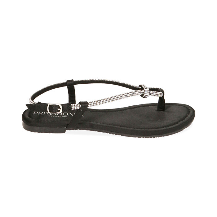 Sandali infradito neri in raso, Primadonna, 214992802RSNERO035