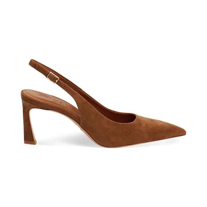 Escarpin slingback cognac talon 7,5 cm, Primadonna, 272110628MFCOGN035
