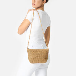 Tracolla in paglia marrone con intrecci oro, Primadonna, 25J904762PGMAORUNI, 002 preview