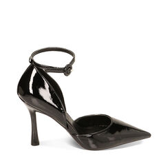 Décolleté cinturino nere in naplak, tacco 9,5 cm, Primadonna, 222100902NPNERO035, 001a