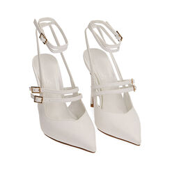 Slingback bianche, tacco 11 cm , SPECIAL WEEK, 192186108EPBIAN040, 002 preview