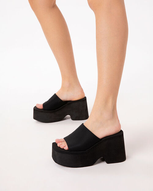 Sandali neri tacco 9,5 cm, BLACK