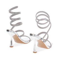 Sandali donna argento in laminato con pietre, tacco 9,5 cm, Primadonna, 254912938LPARGE035, 004 preview
