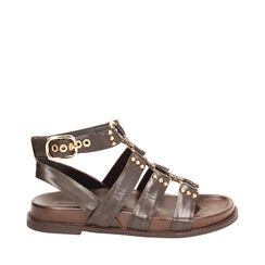 Sandales plates femme marron en cuir, Primadonna, 25N151013PEMARR036, 001a