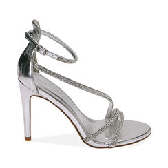 Sandali argento in laminato, tacco 10,2 cm, Primadonna, 232174221LMARGE037, 001 preview