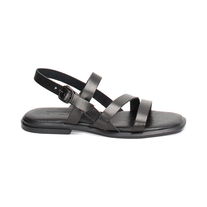 Sandali bassi neri in pelle con tomaia intrecciata, Primadonna, 23S924068PENERO035