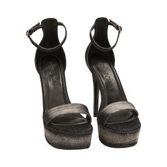 Sandali plateau neri in tessuto, tacco 13 cm, Primadonna, 212187501TSNERO036, 002 preview