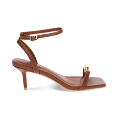 Sandalia con tacón mujer cognac con cordones, Primadonna, 25M742916EPCOGN035, 001 preview