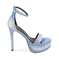 Sandali plateau jeans in tessuto, tacco 13 cm, Primadonna, 212187501TSJEAN035, 001 preview