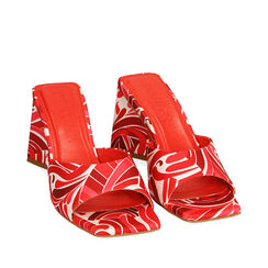 Mules rosse in raso, tacco 8 cm , Scarpe, 192121402RSMURO036, 002a