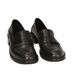 WOMEN SHOES MOCASSINS LEATHER NERO, Primadonna, 21A503022PENERO036, 002a