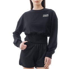 Felpa nera manica lunga in cotone, Primadonna, 21C910006CONEROM, 001a