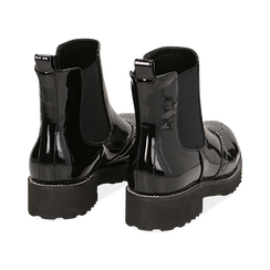 Chelsea boots neri in vernice con lavorazione Duilio, Stivaletti, 143055702VENERO036, 004 preview