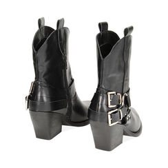 Tronchetti texani neri con fibbie, tacco 6,5 cm, Primadonna, 233073176EPNERO035, 003 preview