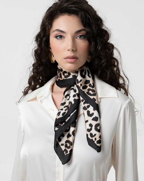 Foulard leopard nero con stile audace, MULTI COLOR