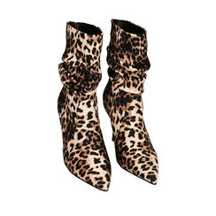 Botines de raso leopardo, tacón de 8,5 cm, Primadonna, 202162815RSLEOP035, 002a