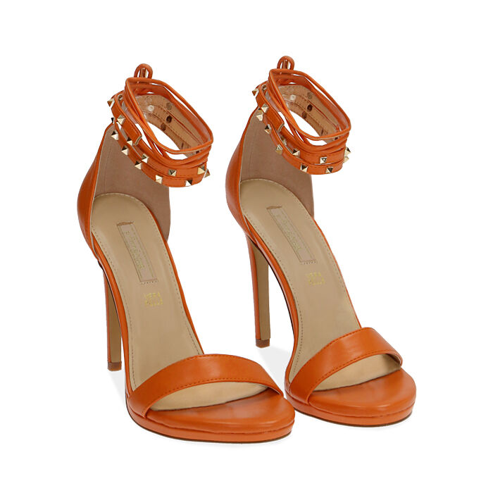 sandali con tacco arancio