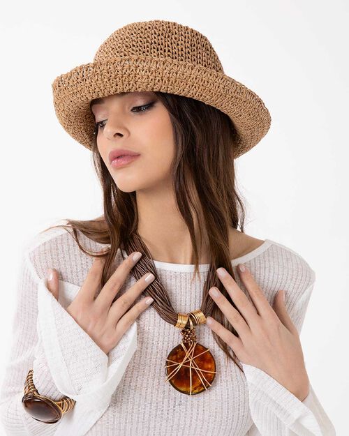 Cappello marrone da spiaggia, BROWN