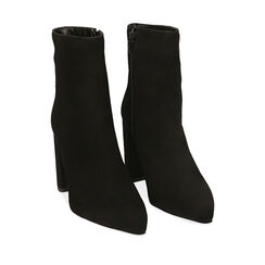 Ankle boots neri in camoscio, tacco 9 cm , Special Price, 16D600203CMNERO037, 002a