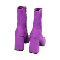 Stivaletti viola in microfibra, tacco 9,5 cm, Primadonna, 222722503MFVIOL039, 003 preview