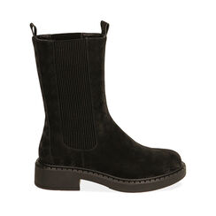 Botines Chelsea negro en microfibra nabuk, tacón 4 cm , Special Price, 180624306MNNERO035, 001a