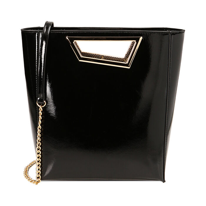 Borsa a mano nera in naplak, Primadonna, 225125057NPNEROUNI
