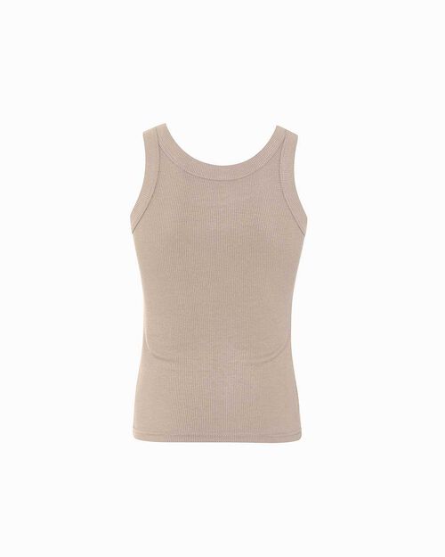 Canotta beige con dettagli chic, BEIGE