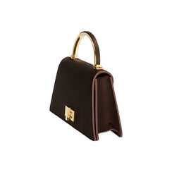 Mini bolso mujer color marrón oscuro en satén, Primadonna, 255126021RSMOROUNI, 003 preview