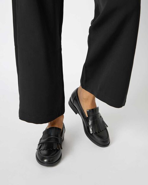 WOMEN SHOES MOCASSINS SYNTHETIC-ABRADED, BLACK