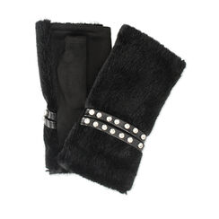 ACCESSORIES GLOVES FUR NERO, 24B424533FUNEROUNI, 001a
