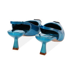 Décolleté slingback specchio azzurre, tacco 6 cm, Ultime Occasioni, 212141502SPAZZU036, 003 preview