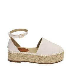 Espadrillas bianche in canvas, platform 4,5 cm, Primadonna, 214910220CABIAN035, 001a