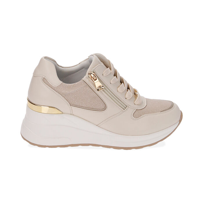 Sneakers donna beige zeppa 6 cm Primadonna Collection
