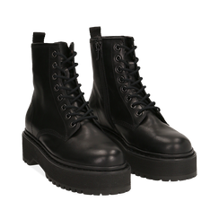 Anfibi platform neri in pelle, Primadonna, 167728502PENERO036, 002a