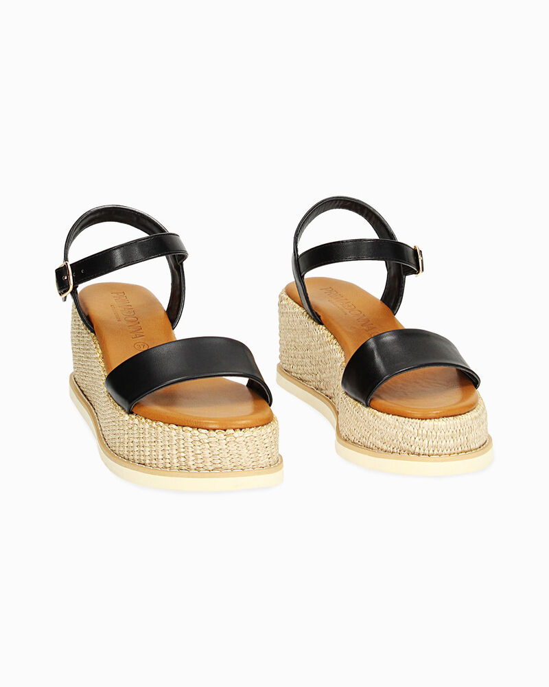 Zeppe nere, platform rafia 6,5 cm,  image number null