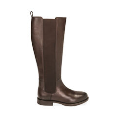 Bottes plates brun foncé en cuir , Primadonna, 201442005PEMORO036, 001a