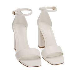 Sandali bianchi, tacco 9 cm , Primadonna, 192104901EPBIAN035, 002a
