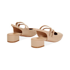 Décolleté slingback donna beige con punta arrotondata, tacco 4 cm, Primadonna, 254962778EPBEIG035, 004 preview