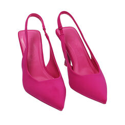 Décolleté slingback fucsia in tessuto, tacco 8,5 cm, Primadonna, 212161201LYFUCS035, 002a