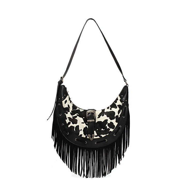 Borsa a spalla nera in sintetico cavallino, Primadonna, 26M750316CVNEROUNI