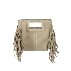 Mini bag squadrata da donna in camoscio taupe con frange, Primadonna, 250804775CMTAUPUNI, 003 preview