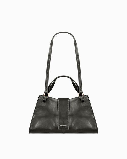 Bolso de mano negro con detalles dorados, BLACK