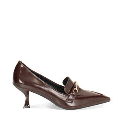 Mocassini lucidi testa di moro con tacco 5,8 cm, Primadonna, 264934907EUMORO035, 001a
